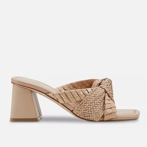 Elegant Tan Woven Heeled Sandals